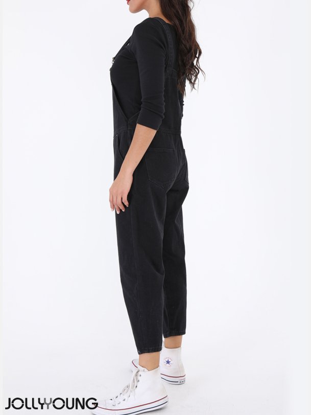 ABRIL Buksedragt i sort denim