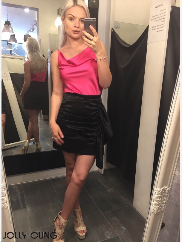 AKIRA Sort satin nederdel