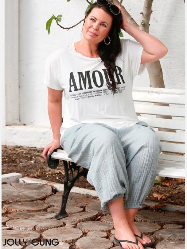 AUBREY Plus size T-shirt med tekstprint