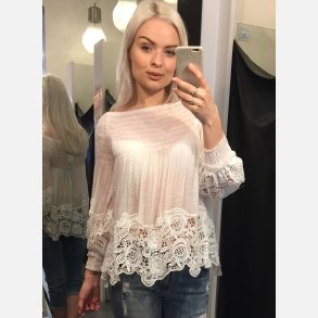 BARDOT Hvid top med broderier