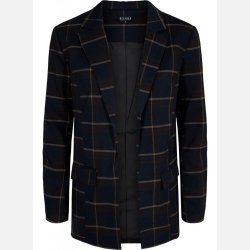 BERTA Klassisk ternet blazer i farve blue night