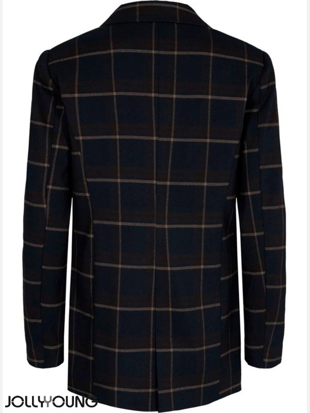 BERTA Klassisk ternet blazer i farve blue night