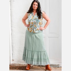 CALLIE Plus size nederdel i dusty mint farve