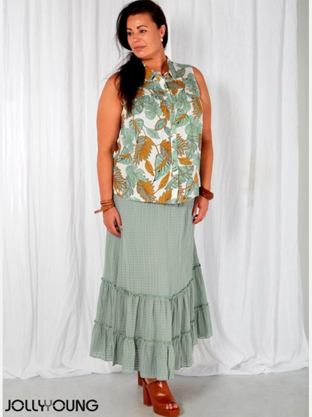 CALLIE Plus size nederdel i dusty mint farve