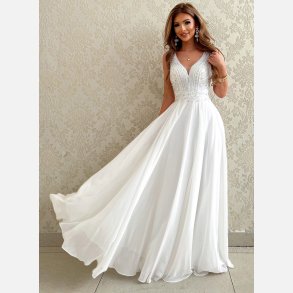 CAMPARI Lang hvid brudekjole med sten og broderier