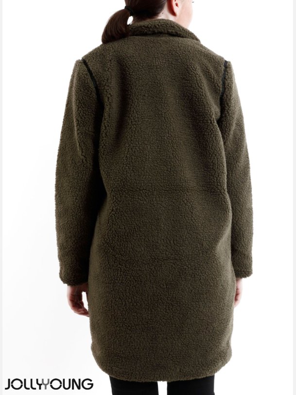 DALENA Grn jakke i imiteret pels