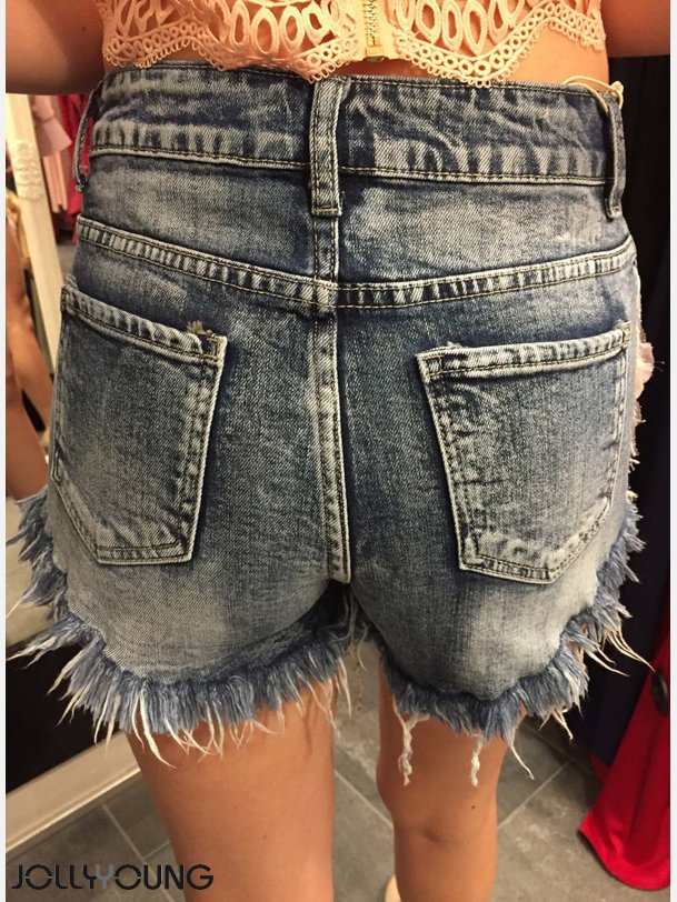 RIVA Denim shorts med slid