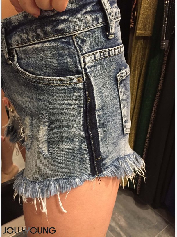 RIVA Denim shorts med slid