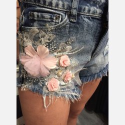 RIVA Denim shorts med slid