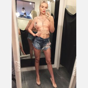 RIVA Denim shorts med slid