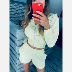 DANIELLE Top og shorts st i gul pastelfarve