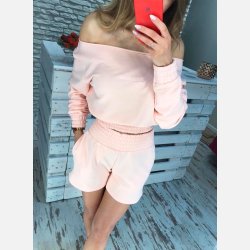 DANIELLE Top og shorts st i lyserd pastelfarve