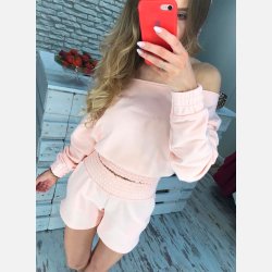 DANIELLE Top og shorts st i lyserd pastelfarve