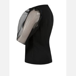 ESTA-Sort taljeret bluse med chiffon rmer