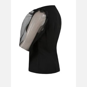 ESTA-Sort taljeret bluse med chiffon rmer