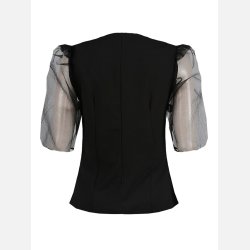 ESTA-Sort taljeret bluse med chiffon rmer
