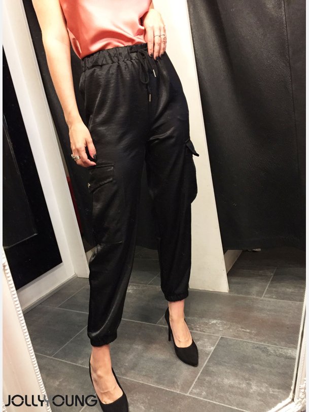 FELICIA Sort shiny bukser