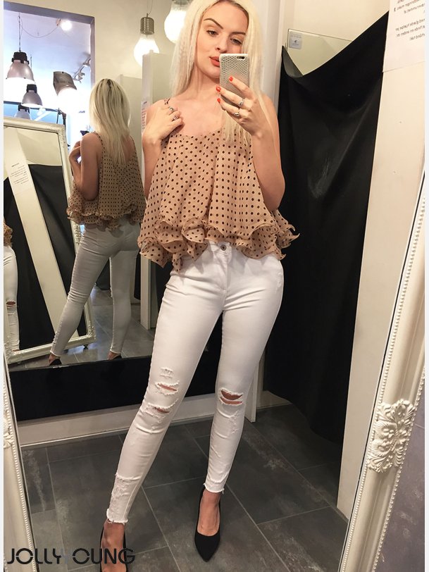 FILIS Dobbeltlag top med prikker