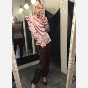 FERISA Langrmet satin bluse i rosa farve