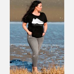 FIA Plus size denim bukser med sliddetaljer