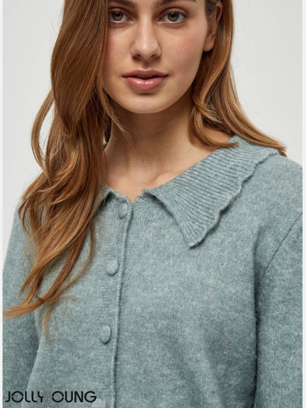 GEA Kort cardigan i bl melange farve 