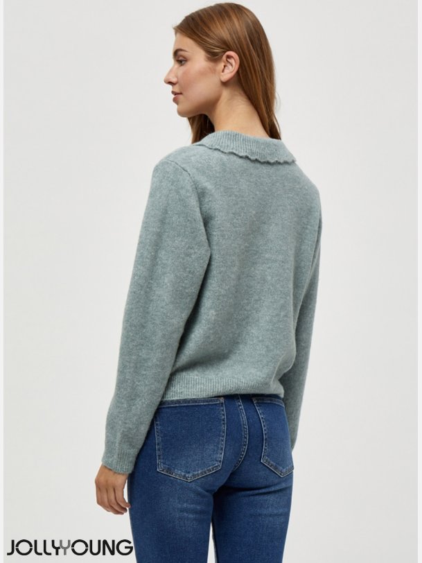 GEA Kort cardigan i bl melange farve 