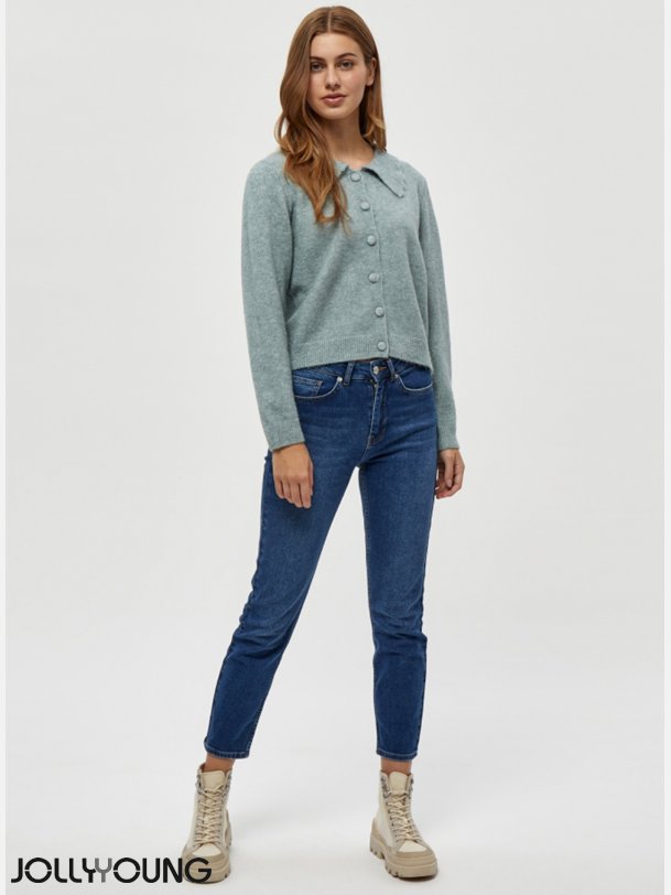 GEA Kort cardigan i bl melange farve 