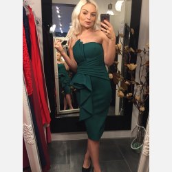 SINERA Grn flnset kjole