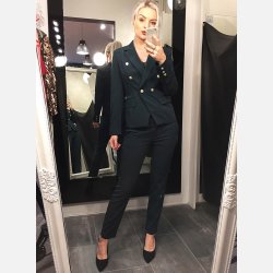 GALIO Grn habitjakke med guld knapper