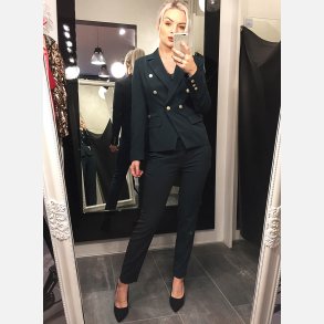 GALIO Grn habitjakke med guld knapper