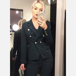 GALIO Grn habitjakke med guld knapper