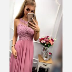 GATTI Lang kjole i lyng farve med sten og broderier