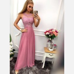 GATTI Lang kjole i lyng farve med sten og broderier