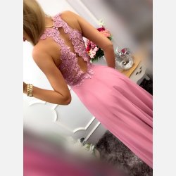 GATTI Lang kjole i lyng farve med sten og broderier