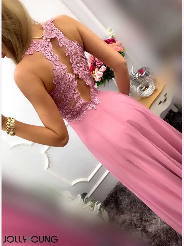 GATTI Lang kjole i lyng farve med sten og broderier