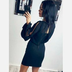 GRETA Kort chiffon kjole i sort farve