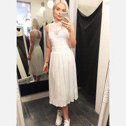 DENISE Hvid plisseret nederdel