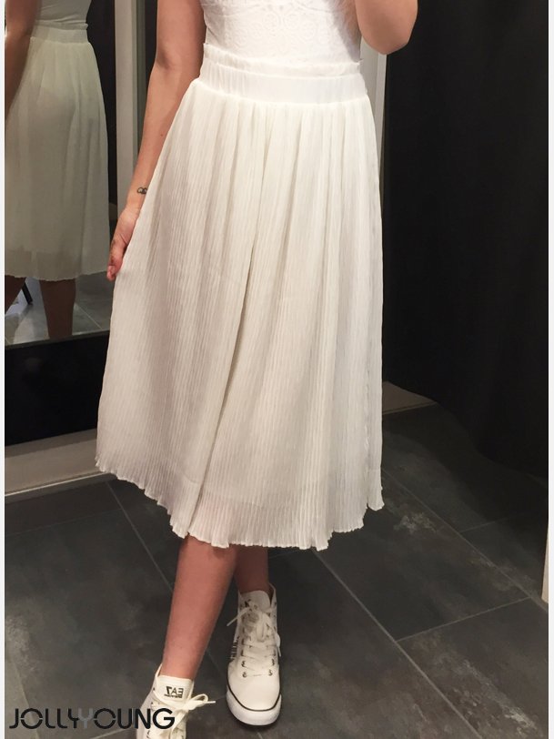DENISE Hvid plisseret nederdel