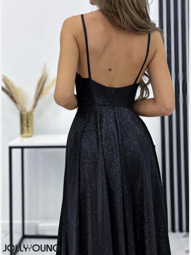 ILONA Sort lang kjole