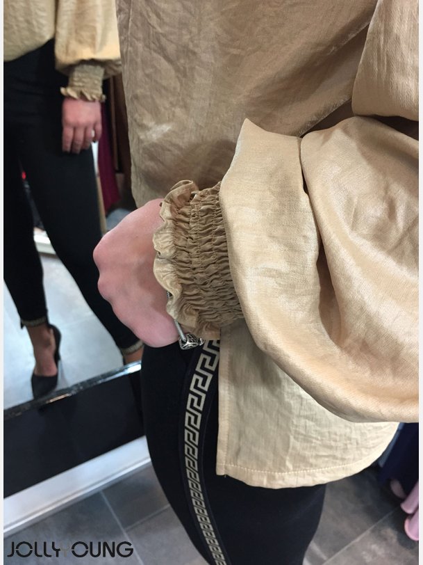 IVA Beige satin bluse i afslappet pasform 