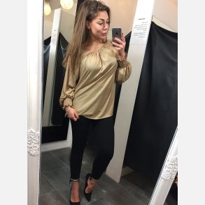 IVA Beige satin bluse i afslappet pasform 