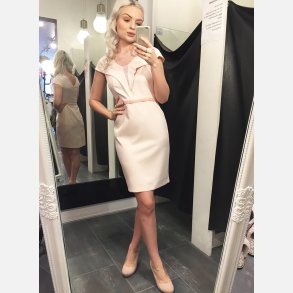 LIDA Kort rmels kjole i rosa farve