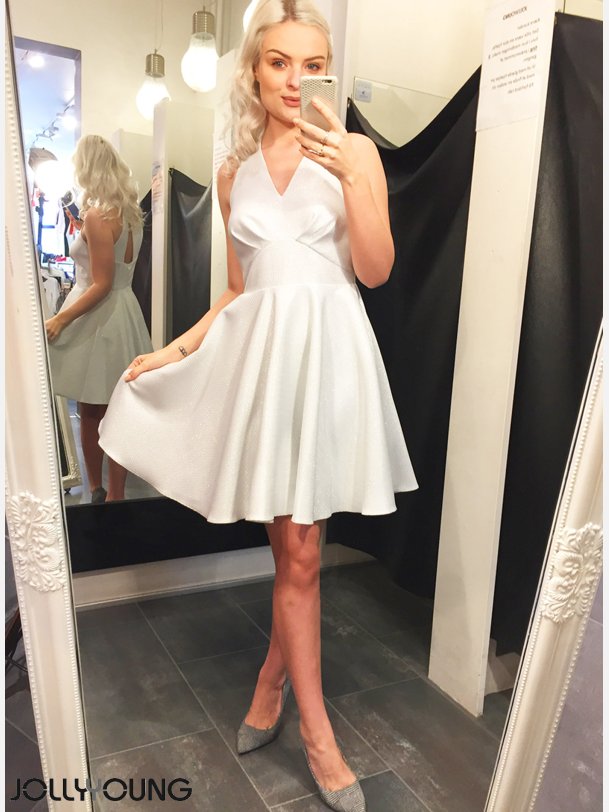 MISSI Kort rmels shiny kjole i gr/slv farve