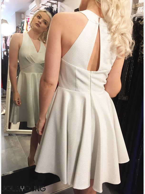 MISSI Kort rmels shiny kjole i gr/slv farve