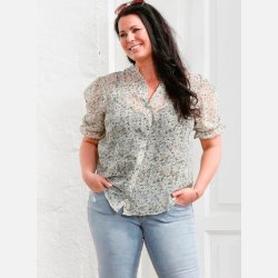 LILA Plus size skjorte i blomster print 