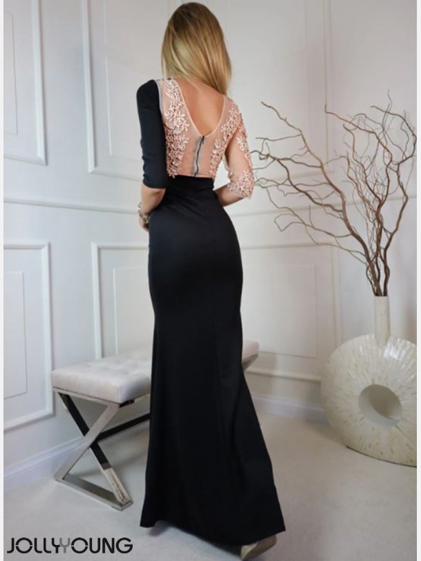 MARGOT Kjole med sten og broderier i sort farve