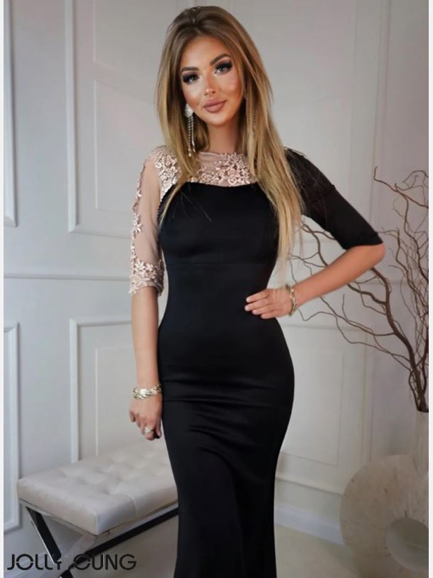 MARGOT Kjole med sten og broderier i sort farve