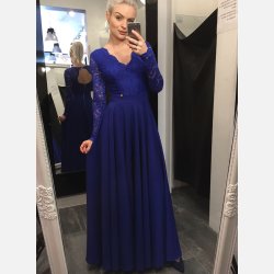 GLAMUR 2 Maxi kjole med blondeoverdel i bl farve