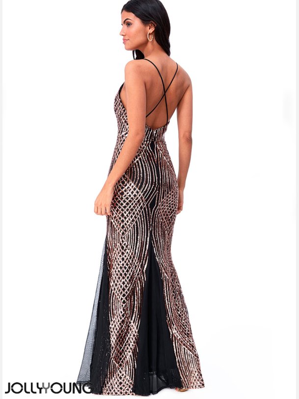 MARY Lang pailletter kjole 