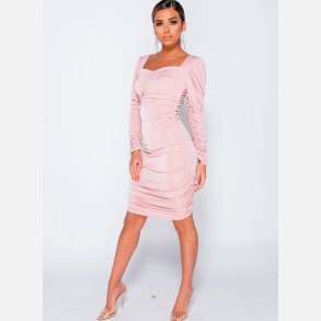 NINA Midi kjole i sart rosa farve